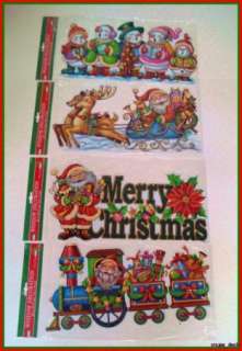 Christmas Die Cut Window Cling Holiday Lot Of 4 #682  