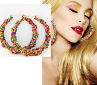   Rainbow Candyland Bamboo Gold Hoop Earrings Basketball Wives POPARAZZI