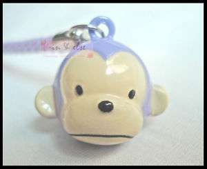 Purple Monkey Bell Mobile Cell Phone Charm Strap 0.6  
