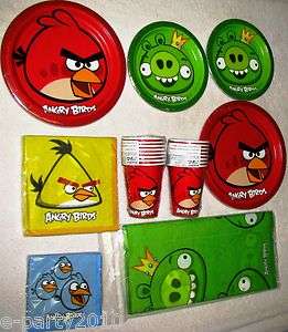 BIG ANGRY BIRDS Birthday PARTY SUPPLIES SET for 16 ~ Plates Napkins 