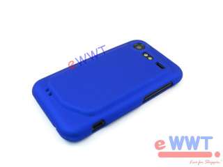 Blue Rubber Rubberized Cover Hard Case + Film for HTC Incredible S 