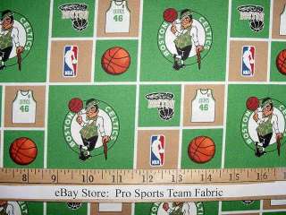 Boston Celtics 100% Cotton Fabric   NBA Basketball Sports  