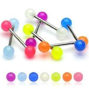 Lot of 6pc Glow in the Dark Barbell Tongue Rings 14g 5/8 