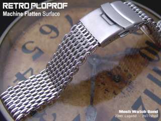 20mm Retro Ploprof Flatten SHARK Mesh Watch Band 848568001554  