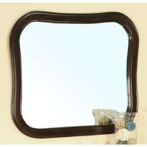 Solid Wood Frame Curved Mirror (Medium Walnut) (30.25H x 34.5W x 1D 