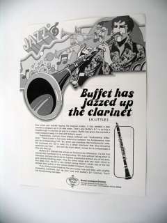 Buffet S 1 Clarinet jazz theme art 1973 print Ad  