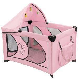   Portable Dog Cat Pet Puppy Playpen Bed Tent w/ Top Cover Pad Bag Pink
