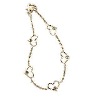   Birthstone Heart Chain Bracelet   Personalized Jewelry: Jewelry