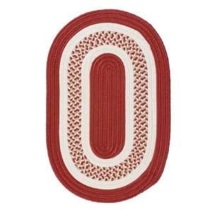   Mills Flowers Bay Fb71 50 x 70 Red / White / Linen Oval Area Rug