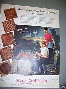 1946 Antique Sampson Playing Card Table Ad  