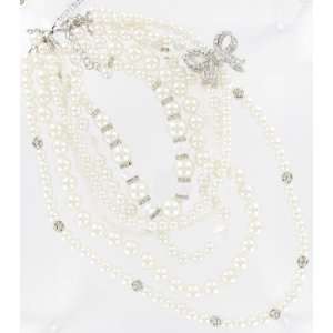   White House Black Market Silver Pearl Bow Necklace: Jewelry