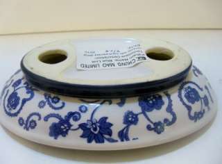 pc Ceramic Bath Set BLUE LINK Soap Lotion Dispenser Dish White Blue 