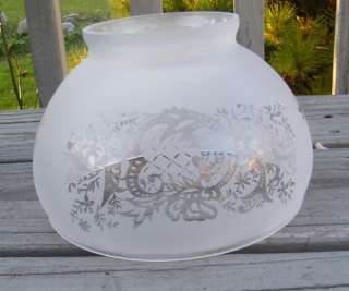   lamp shade antique victorian satin etched glass gas oil chandelier
