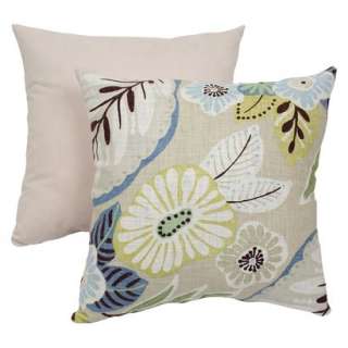 Decorative Tropical Floral Square Toss Pillow   Beige/ Blue.Opens in a 