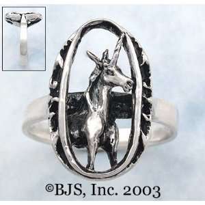  Sterling Silver Unicorn Cameo Ring 