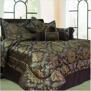   Floral Comforter Set in Chocolate Brown DENQUEEN 735732422119  