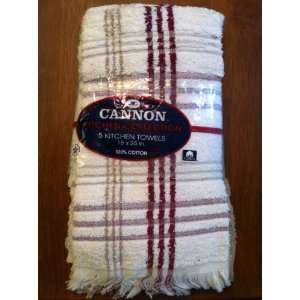   and White and Burgundy Striped Kitchen Towels Set of 5
