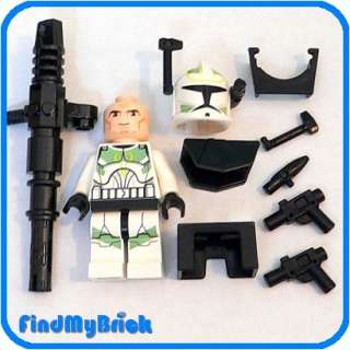 SW219 Lego Star Wars Green Clone Commander Minifig Armor & Weapons 