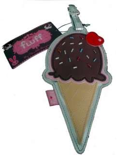   Sprinke Ice Cream Cone Red Cherry Sweet FLUFF Luggage Tote ID Tag NEW