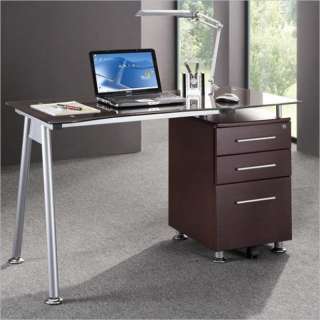   Mobili Tempered Gls Top Chocolate Computer Desk 858108112251  