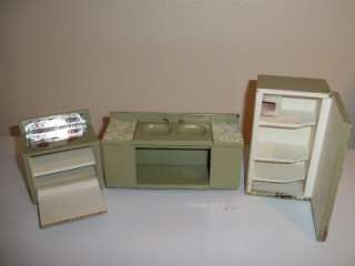 Handcrafted Dollhouse Kitchen, Stove Refrigerator and Sink with 