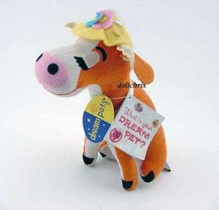 DREAM PETS CLARABELLE COW Stuffed Animal Orange Pet w/Bell Dakin NEW 