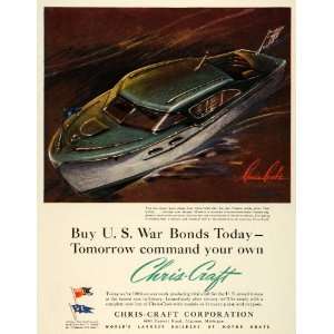  1943 Ad Chris Craft Boats WWII War Production US Armed 