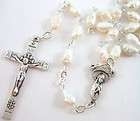 Real Fresh Water Pearls Gemstone Holy Pray Rosary Cross Crucifix in 