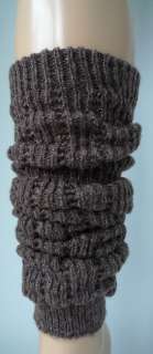 Knitted Fluffy Leg Warmers   Dark Grey, Purple, Black  