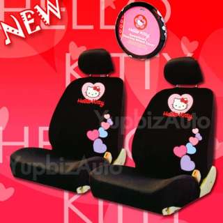   Low Back Car Seat Covers and Steering Wheel Cover In Heart Design