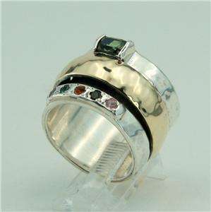 Hadar Designers Art Swivel Gold Silver Ring 7.5 (I r479  