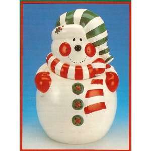 Cookie Jar Holiday Snowman ~ Hand Decorated Ceramic