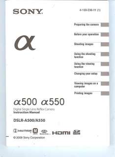 Sony Digital SLR Camera A500 & A550 Owners Manual  