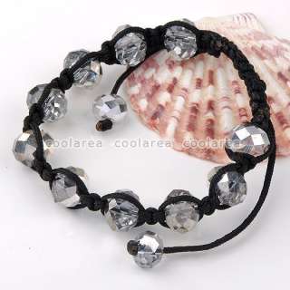 Crystal Glass Disco Ball Beads Macrame Bracelet 10 Hip Hop Adjust 