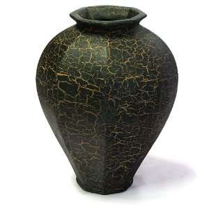   Ceramic Octagonal Flower Vase With Chic Crackle Finish: Home & Kitchen