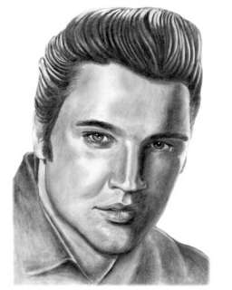 ELVIS PRESLEY LITHOGRAPH POSTER PENCIL DRAWING PRINT CR  
