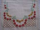   Antique Floral Embroidery Embroidered Dresser Scarf with Lace 34x12