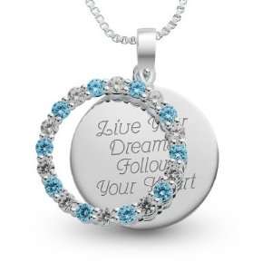   Personalized Sterling March Birthstone Pendant Necklace Gift Jewelry