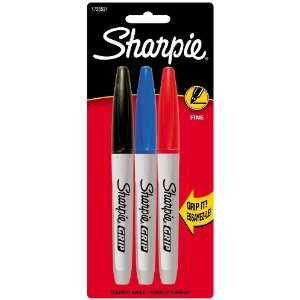  Sharpie Grip Fine Point Permanent Markers, 3 Colored 