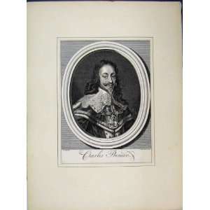  Portrait Charles Premier 1724 Curly Hair Beard Print