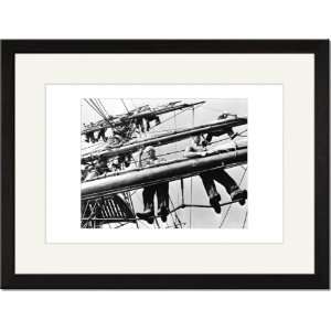  Black Framed/Matted Print 17x23, Furling Sails on the Joseph Conrad 