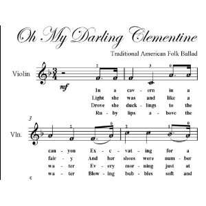  Oh My Darling Clementine Easy Violin Sheet Music American 