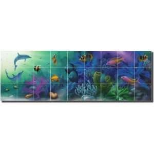 Coral Garden by David Miller   Undersea Fish Ceramic Tile Mural 12.75 