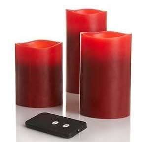 Nate Berkus Set of 3 Flameless Candles w/ Remote   Red