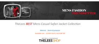 JK60) THELEES Mens Vintage style Slim fit Denim Safari Jacket Coat 