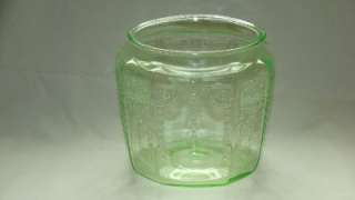 Green Depression Glass Cracker Cookie Jar Princess Anchor Hocking 