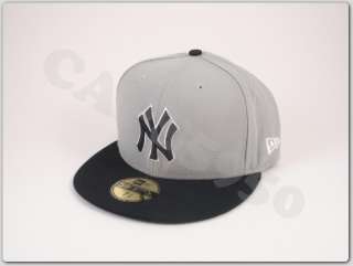 New Era Fitted Hats New York NY Yankees Caps Grey Black  
