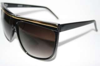 Flat Top Large Wayfarer Flattop Nerd Sunglasses Black Gold Stripe 