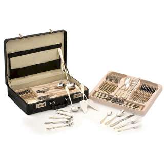 Stainless Steel Flatware Set With Gold PlatedTrim  72pc  