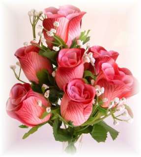 84 BURGUNDY Roses Bud Wedding Bouquet Silk Flowers  